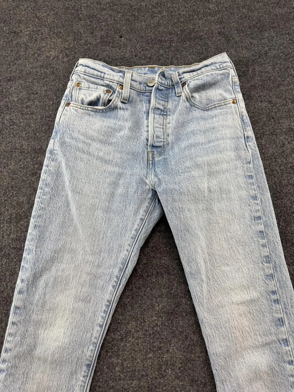 Levi's 501 S Skinny Jeans Womens W25 L28 Light Wash High Rise Raw Hem Denim